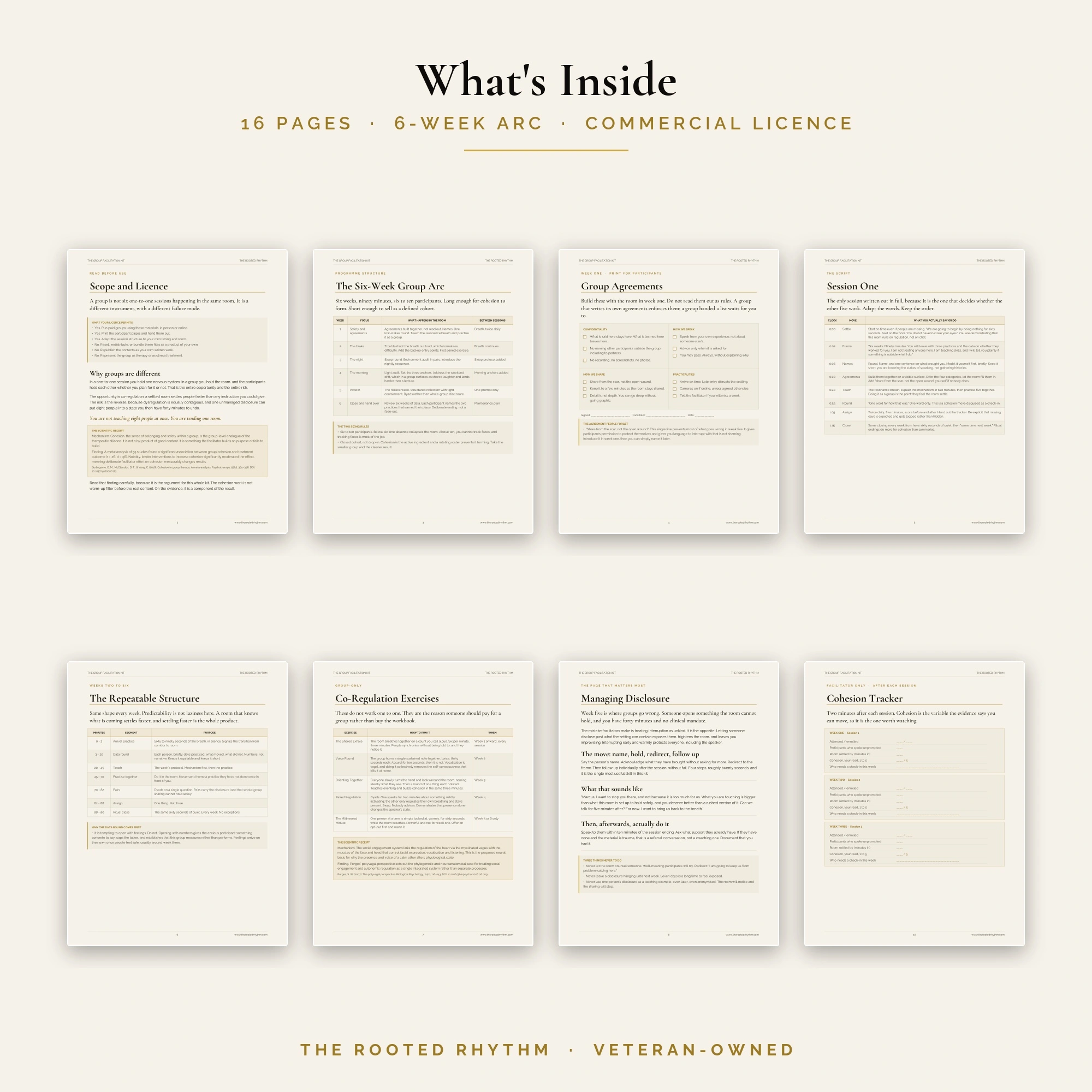 Inside The Group Facilitation Kit, a grid of real interior pages